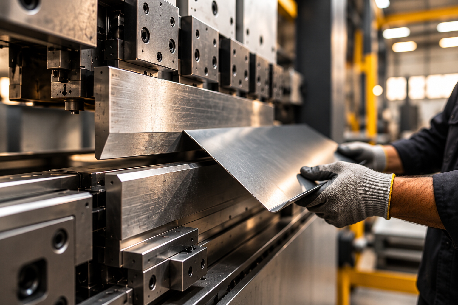 Precision press brake forming a metal panel
